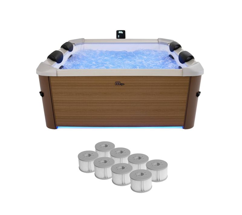Spa Rigide 6 Places Hydromassages. 4 Coussins + 8 Filtres. Oslo Amber. Beige. L 160 X P 160 X H 65