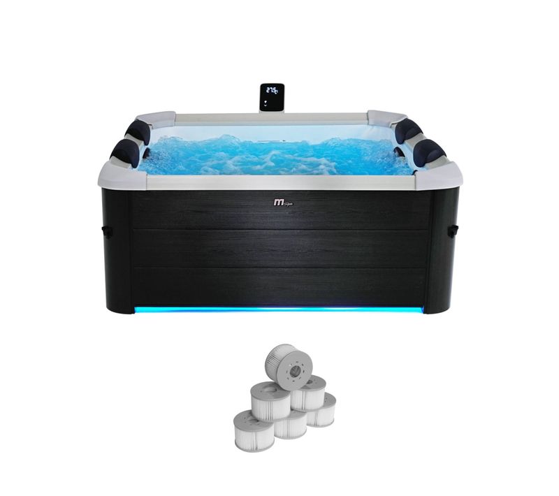 Spa Rigide Mspa 6 Places 4 Coussins Hydromassages. 8 Filtres + Bâche Incluse 180 Cm X 65 Cm