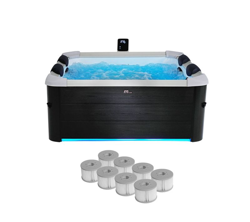 Spa Rigide 6 Places 4 Coussins Hydromassages. 6 Filtres Et Bâche Incluse 160 Cm X 65 Cm