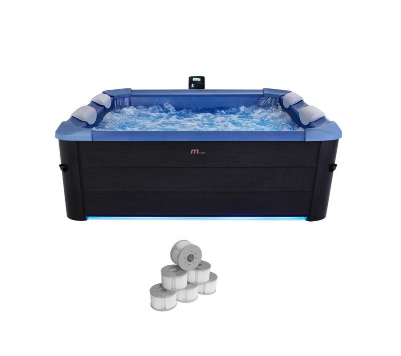 Spa Rigide 6 Places Hydromassages. 4 Coussins + 6 Filtres + Bâche Incluse.