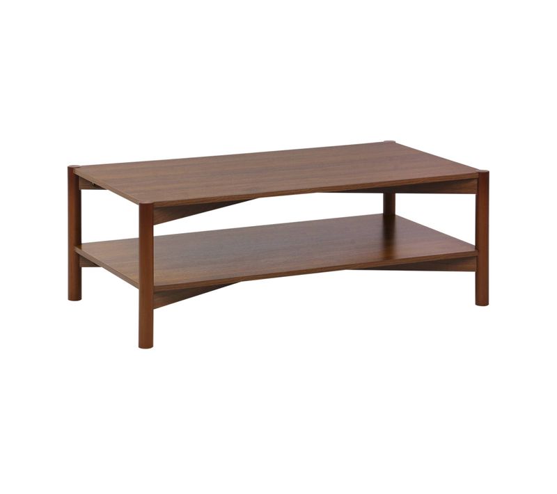 Table Basse Rectangulaire Décor Bois Double Plateau 110cm Noyer - Harmony