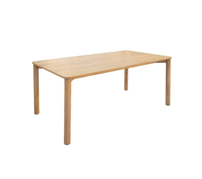 Table à Manger Rectangulaire Bois D'hévéa Et Placage Chêne Naturel 6 Places - 180 X 100 X 75 Cm -
