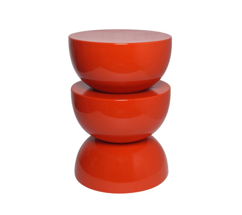 Table D'appoint. Bout De Canapé. Table De Chevet En Métal Effet Glossy Orange Coumba. D.32 X H