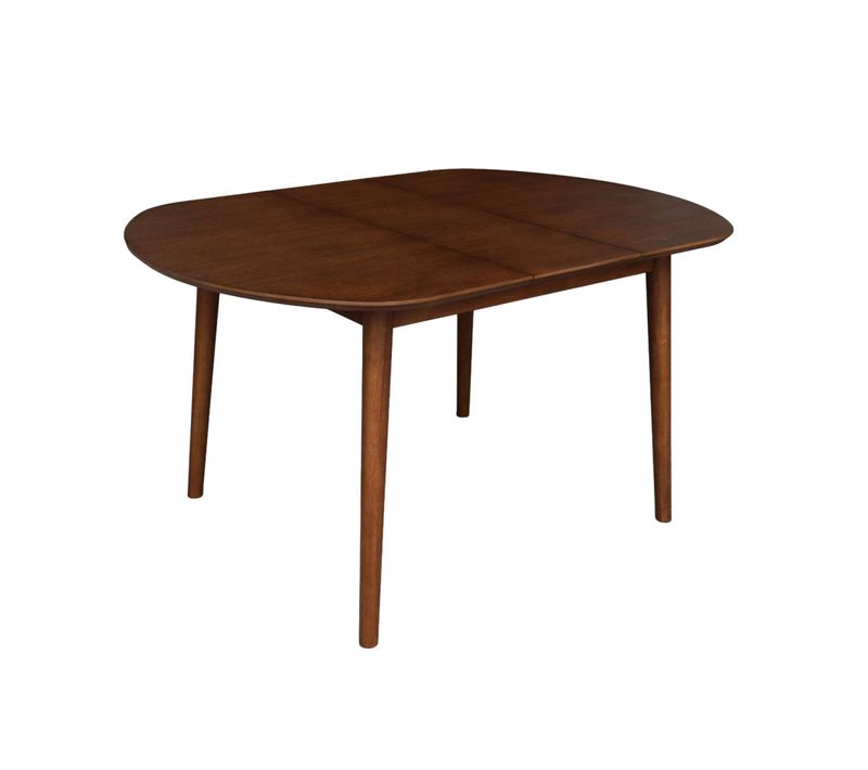 Table à Manger Ovale Extensible Bois D'hévéa Et Placage Chêne Noyer 4-6 Places - 110 / 140 X 100 X