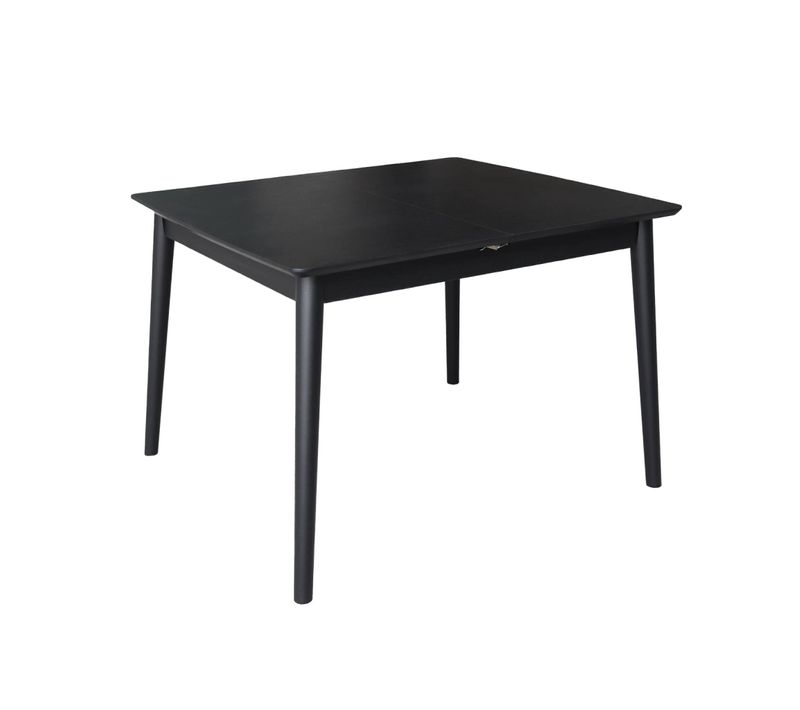 Table à Manger Rectangulaire Extensible Bois D'hévéa Et Placage Chêne Noir 4-6 Places - 110/140 X