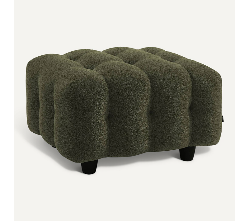Pouf. Module Pour Canapé. Repose-pieds Pour Canapé 3 Places En Bouclette Texturée Kaki L 69 X P 59