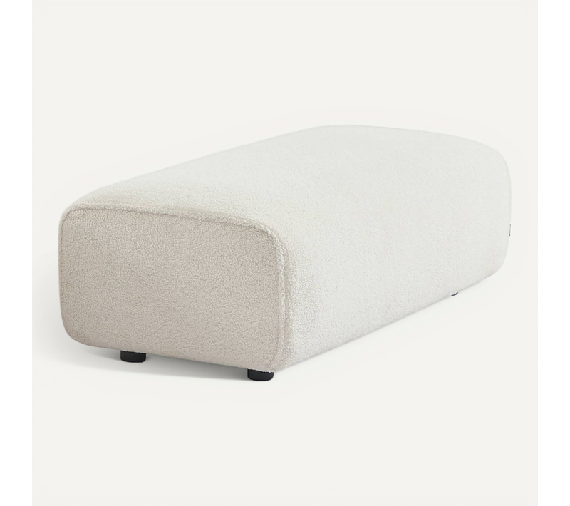Pouf. Module Pour Canapé. Repose-pieds Pour Canapé D'angle 2 Places En Bouclette Crème. L 123 X P