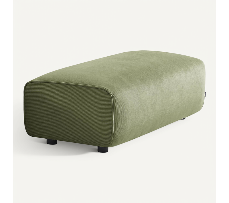 Pouf. Module Pour Canapé. Repose-pieds Pour Canapé D'angle 2 Places En Velours Côtelé Vert. L 123 X