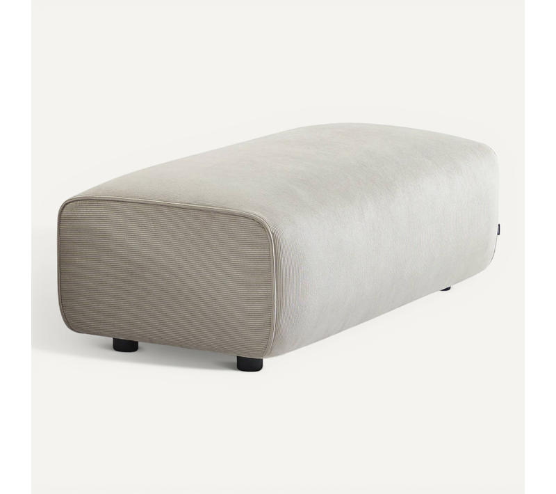 Pouf. Module Pour Canapé. Repose-pieds Pour Canapé D'angle 2 Places En Velours Côtelé Greige. L 123