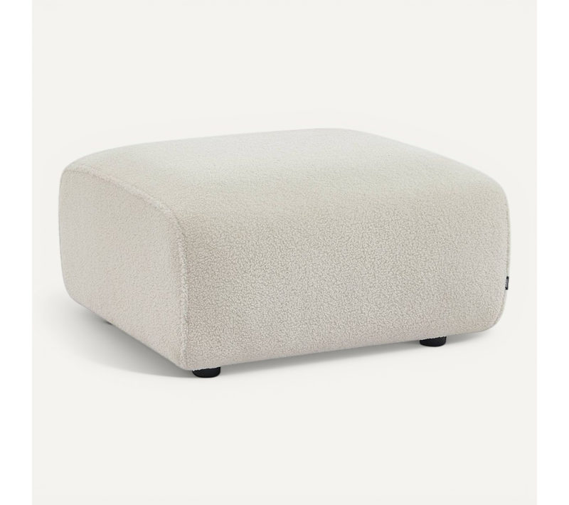 Pouf. Module Pour Canapé. Repose-pieds Pour Canapé 2 Places En Bouclette Crème. L 76 X P 70 X H