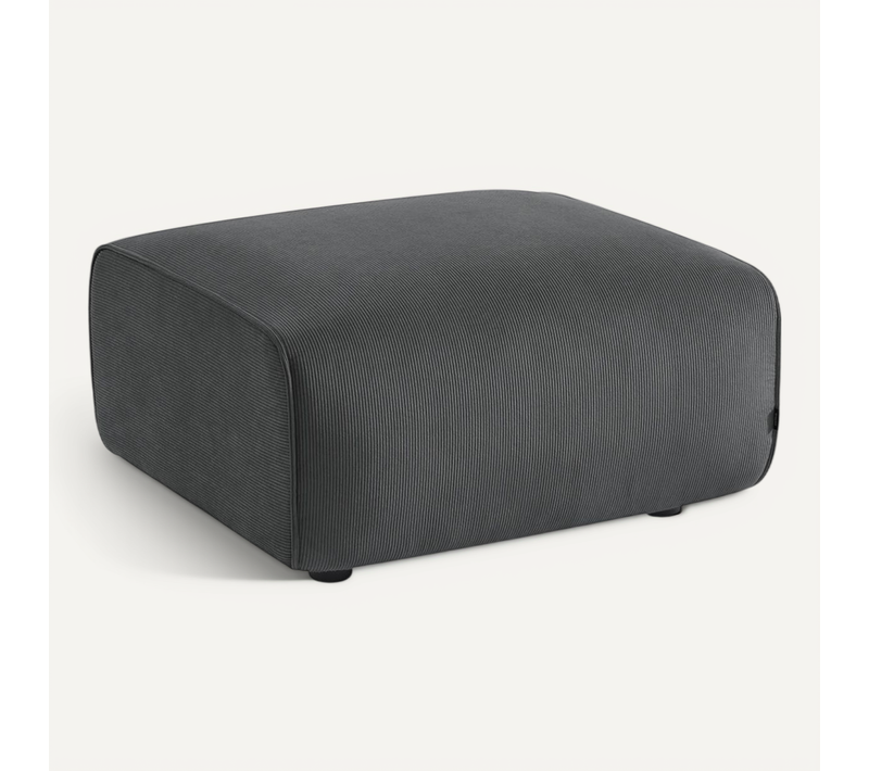 Pouf. Module Pour Canapé. Repose-pieds Pour Canapé 2 Places En Velours Côtelé Gris Foncé. L 76 X P