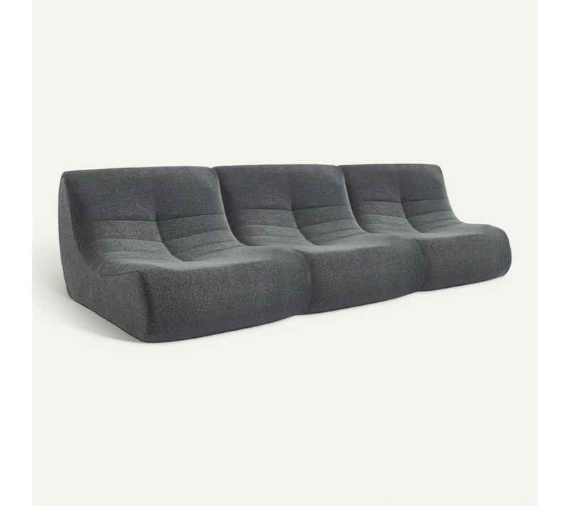 Lot De 3 Fauteuils Chauffeuses En Bouclette Texturée Anthracite Style Contemporain 1 Place