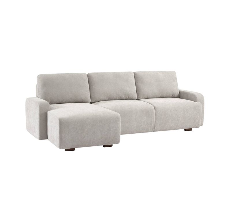 Canapé D'angle Gauche 3 Places Tissu Gris Clair L 260 X P 88 / 139cm / X H 87cm - Dany