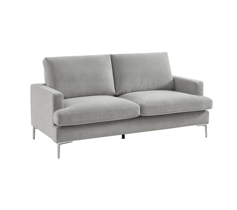 Canapé 3 Places En Tissu Gris Clair L 173 X P 90 X H 89cm - Hans