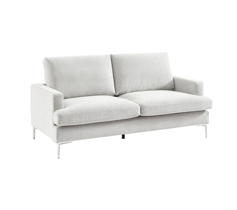 Canapé 3 Places En Tissu Blanc Cassé L 173 X P 90 X H 89cm - Hans