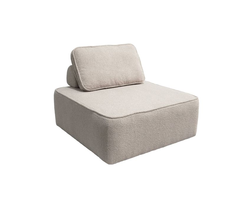 Chauffeuse Pour Canapé Modulable Tissu Bouclette Beige 1 Place Bao. L 90 X P 90 X H 74cm