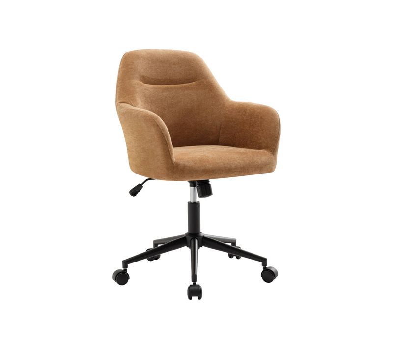 Chaise De Bureau à Roulettes Ajustable Métal Et Tissu Camel - L 57 X P 57 X H 85/94.5cm - Stan
