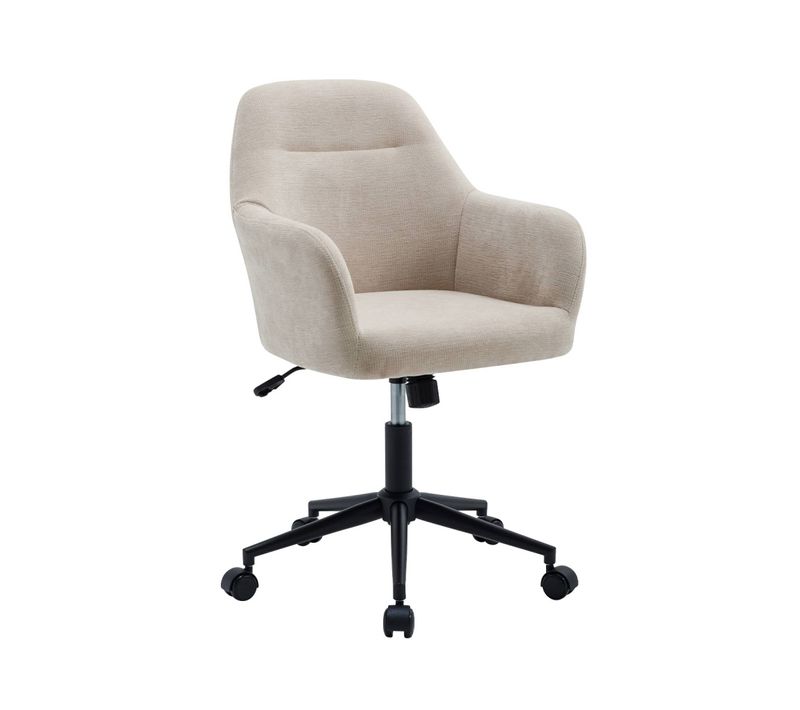 Chaise De Bureau à Roulettes Ajustable Métal Et Tissu Beige - L 57 X P 57 X H 85/94.5cm - Stan