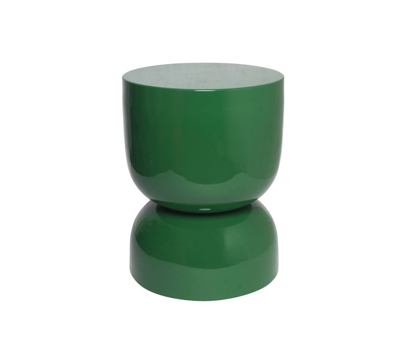 Table D'appoint. Bout De Canapé. Table De Chevet En Métal Effet Glassy Vert Foncé Madi Ø32 X H 42cm