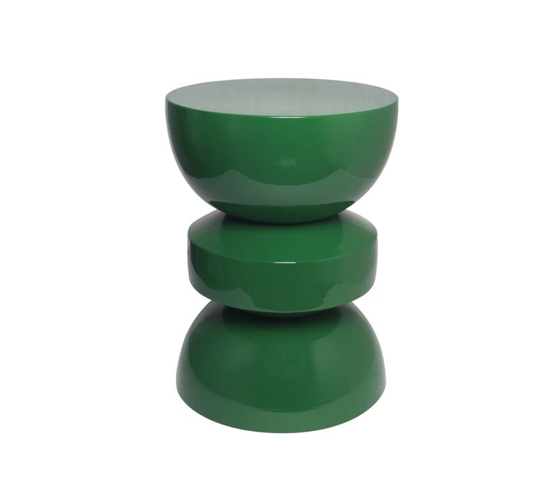 Table D'appoint. Bout De Canapé. Table De Chevet En Métal Effet Glassy Vert Foncé Assa. Ø32 X H