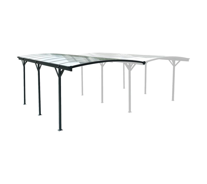 Extension De Carport De 15m² En Aluminium Anthracite Et Polycarbonate - Extension Le Mans 5x3m -