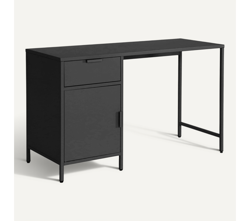 Bureau Enfant Acier Laminé 1 Tiroir. Noir. L 120 X P 50 X H 75 Cm