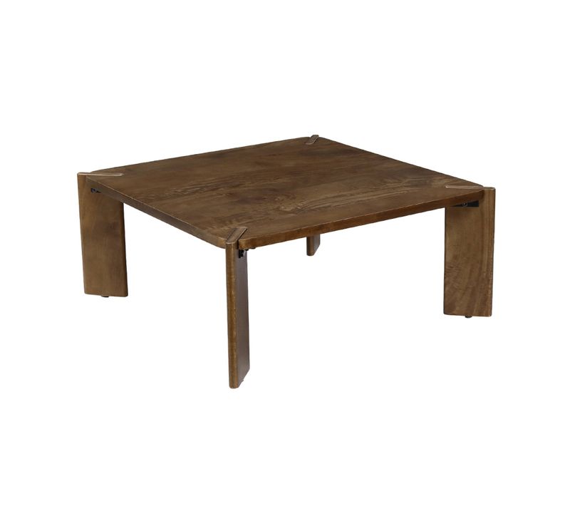 Table Basse Exotique Carrée Bois Massif 80cm Noyer - Reva