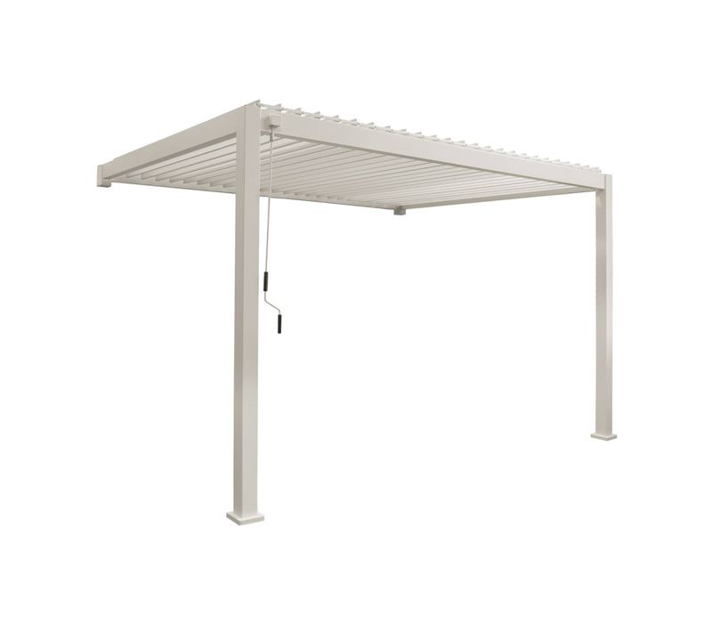 Pergola Bioclimatique Aluminium Beige Adossée Lames Orientables 4x3m Triomphe