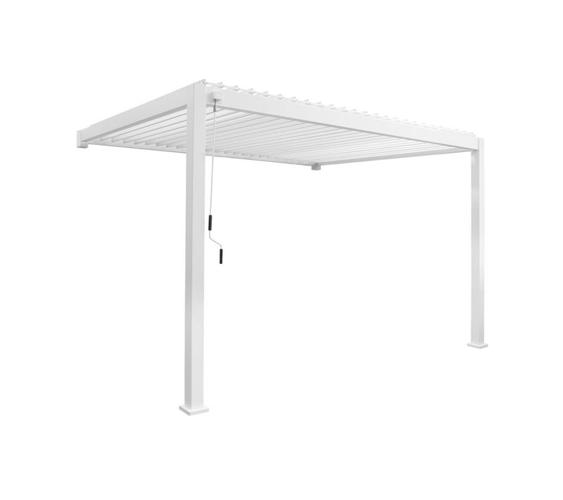 Pergola Bioclimatique Aluminium Blanc Adossée Lames Orientables 4x3m Triomphe