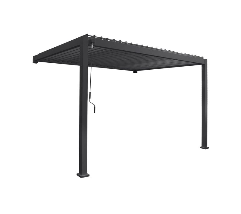 Pergola Bioclimatique Aluminium Anthracite Adossée Lames Orientables 4x3m Triomphe