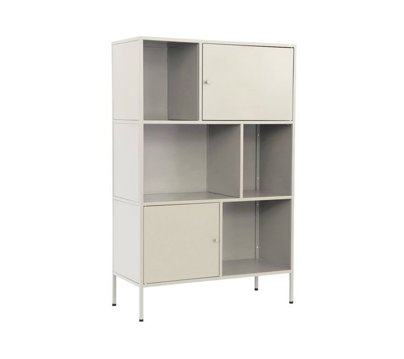 Buffet. Meuble De Rangement Industriel Métal Crème 6 Compartiments. L 80 X P 35 X H 125cm -