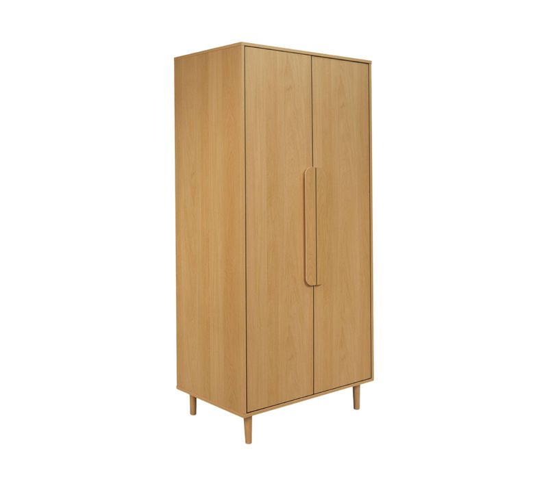 Armoire Dressing Décor Bois De Chêne 2 Portes. étagères Et Penderie - L 80 X P 55 X H 180cm -