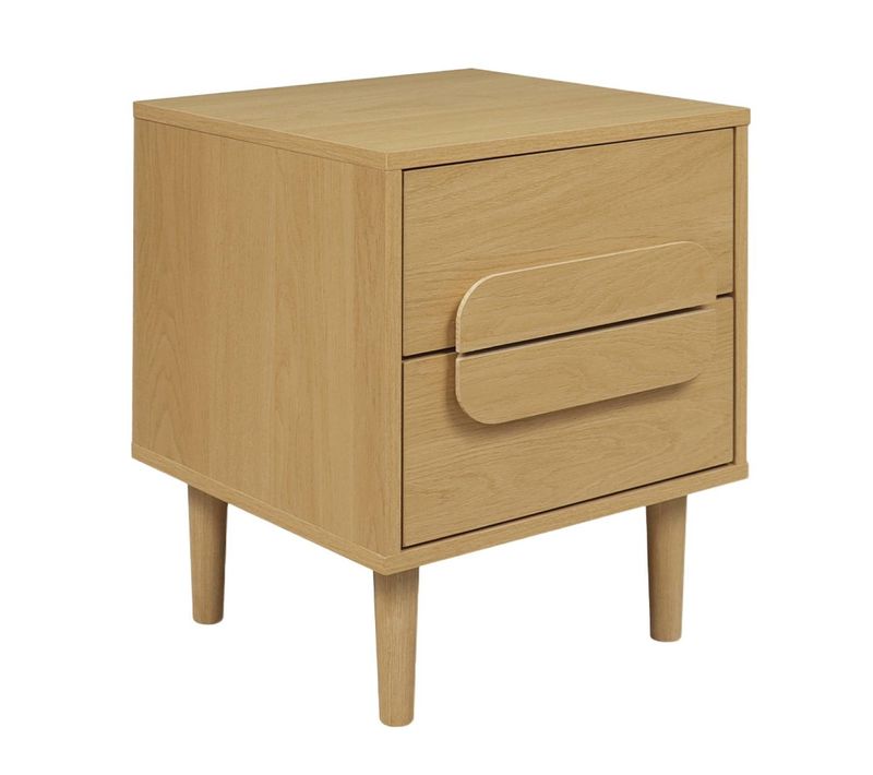 Table De Chevet Vintage Décor Bois De Chêne 2 Tiroirs L 40 X P 40 X H 50cm - Juliana