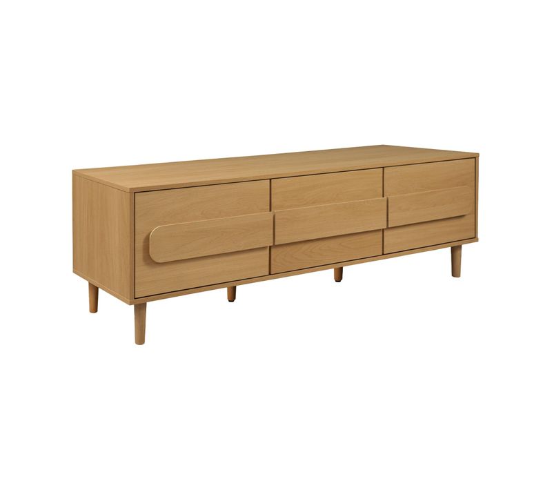 Meuble TV Vintage Décor Bois De Chêne 3 Portes 150cm - Juliana