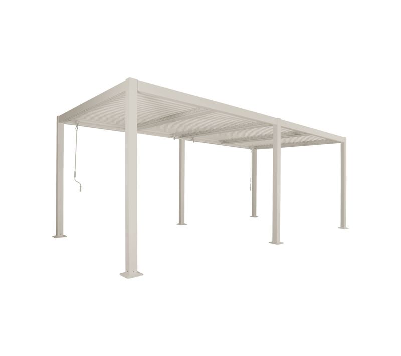 Pergola Bioclimatique Beige. Aluminium Et Acier. 3x6m. Lames Orientables