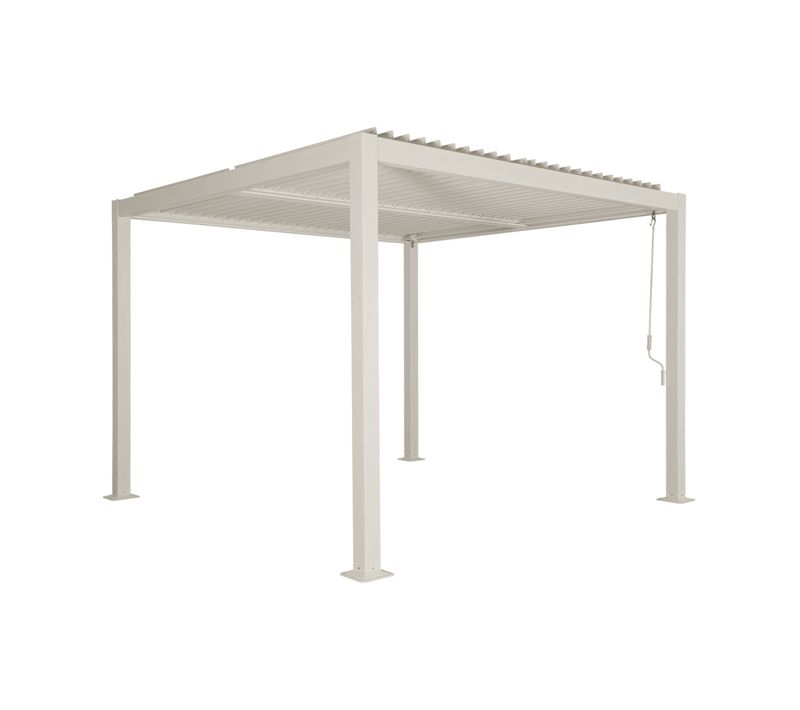 Pergola Bioclimatique Beige. Aluminium Et Acier. 3x3m. Lames Orientables