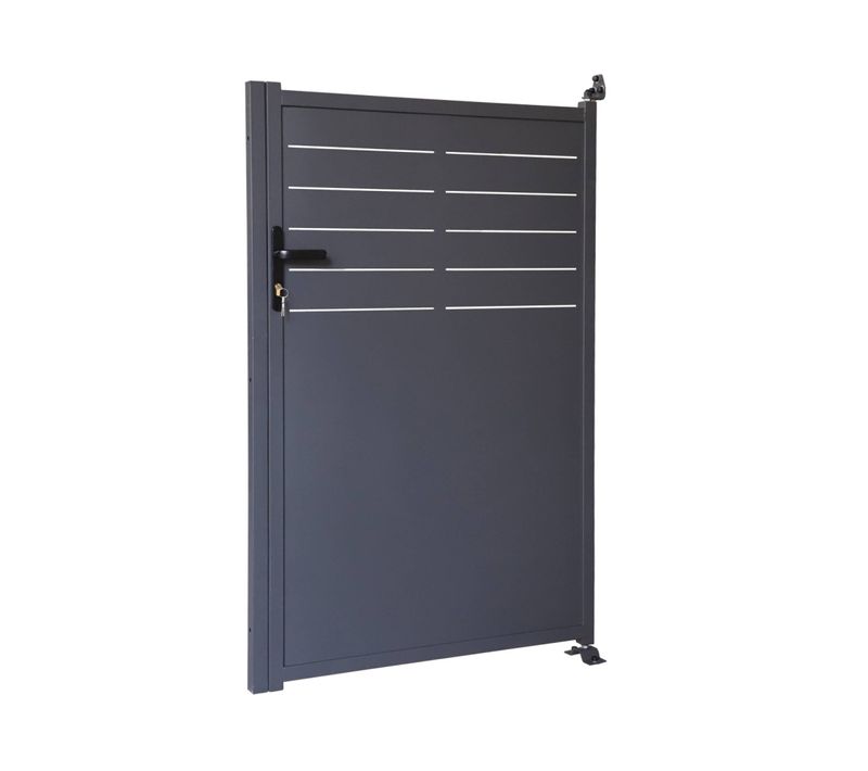 Portillon De Jardin Acier Galvanisé Anthracite Avec Serrure Et Poignée. Fixation Mur Et Sol - Axis