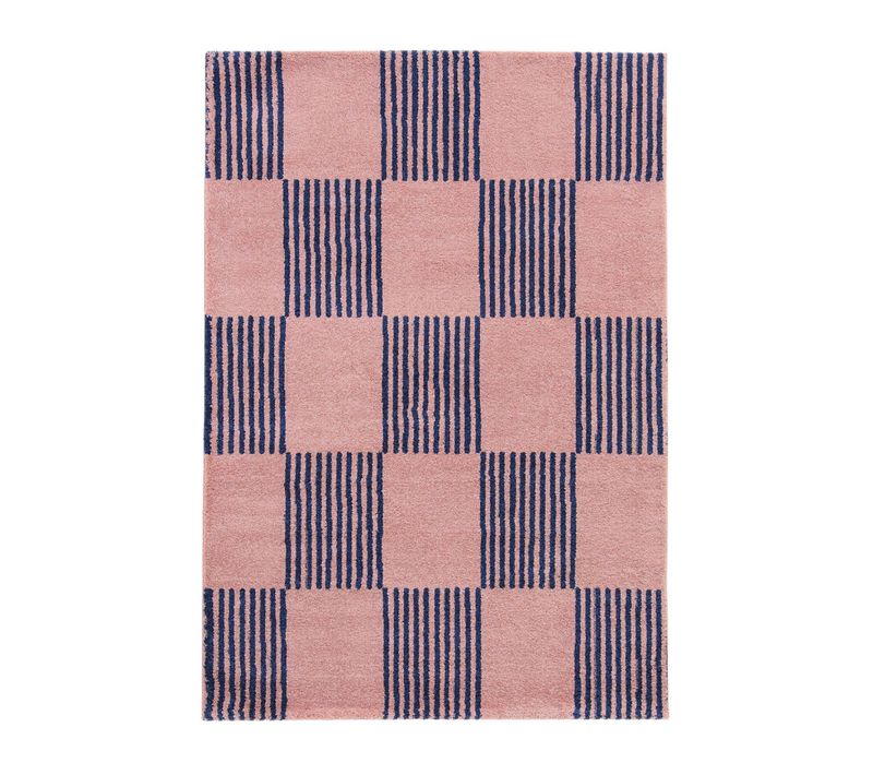 Tapis Intérieur Damier Bleu Et Rose 200 X 290 Cm - Fergew