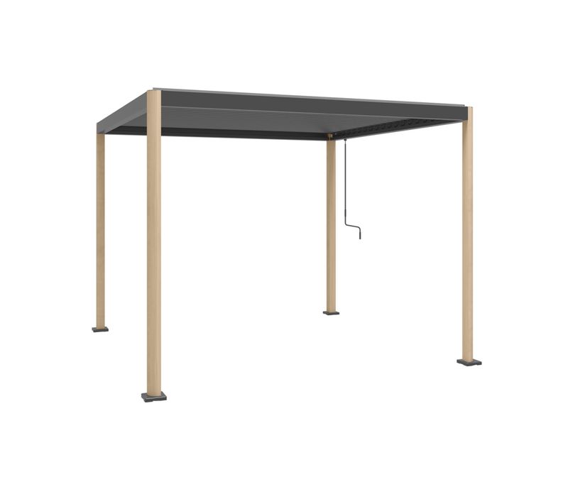Pergola Bioclimatique Effet Bois Aluminium Et Acier Lames Orientables 3x3m - Imperial