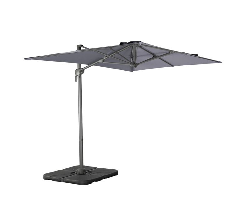 Parasol Déporté Rectangulaire 2x3m + Dalles à Lester - Antibes - Gris - Parasol Excentré