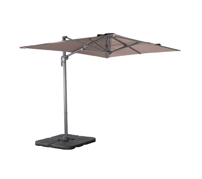 Parasol Déporté Rectangulaire 2x3m + Dalles à Lester - Antibes - Taupe - Parasol Excentré