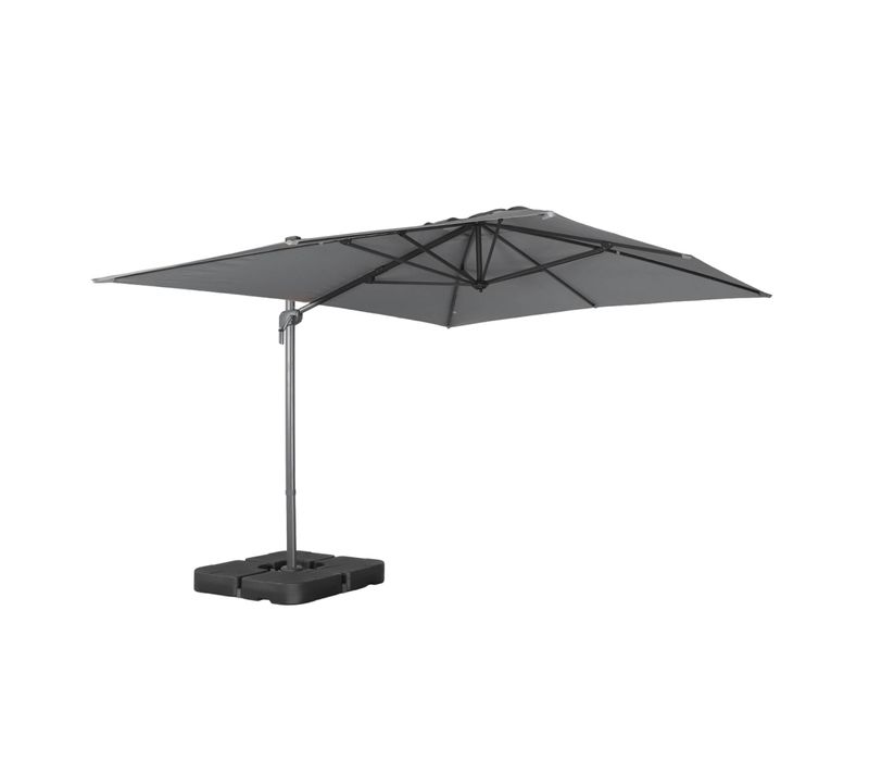 Parasol Déporté Rectangulaire 3x4m Gris + Dalles à Lester 50x50cm - Antibes