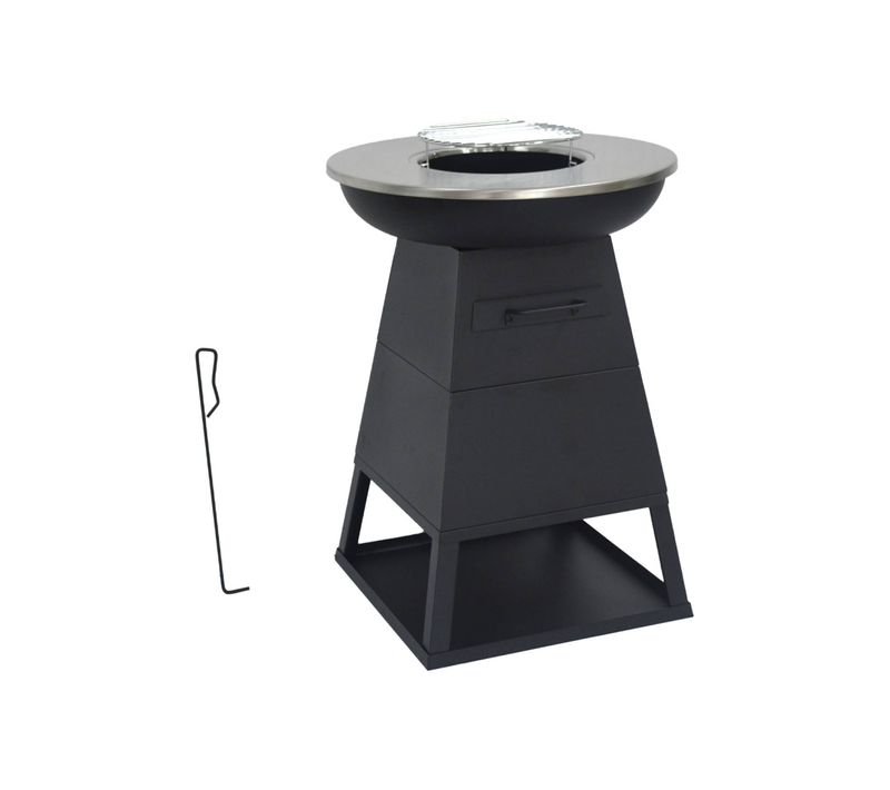 Brasero Barbecue D.59cm Noir Avec Grille De Cuisson Et Espace De Rangement - Izalco