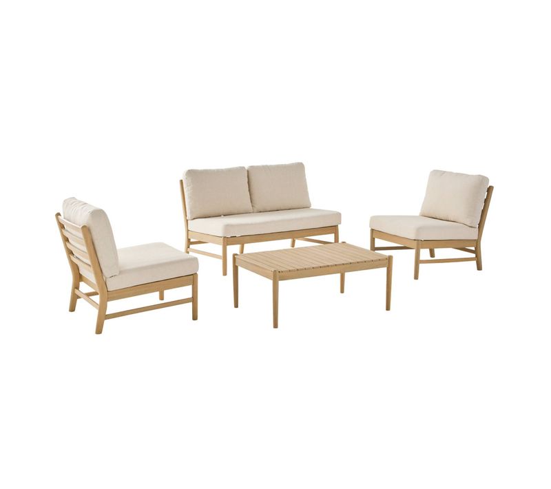 Salon De Jardin Bois D'acacia Naturel 4 Places - Lunari