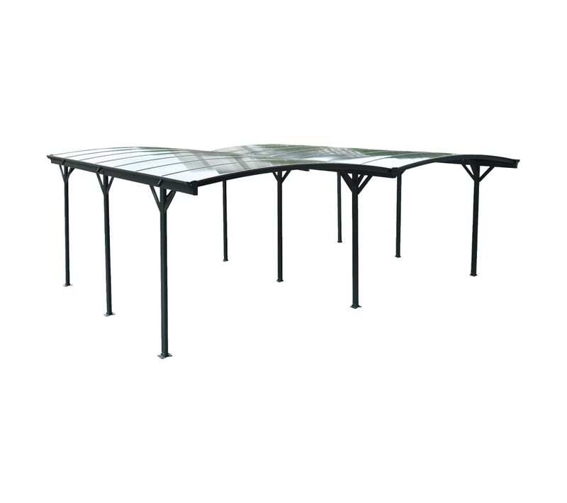 Carport Avec Extension 30m² Aluminium Anthracite Et Polycarbonate - Le Mans 5x6m - Abri De Voiture