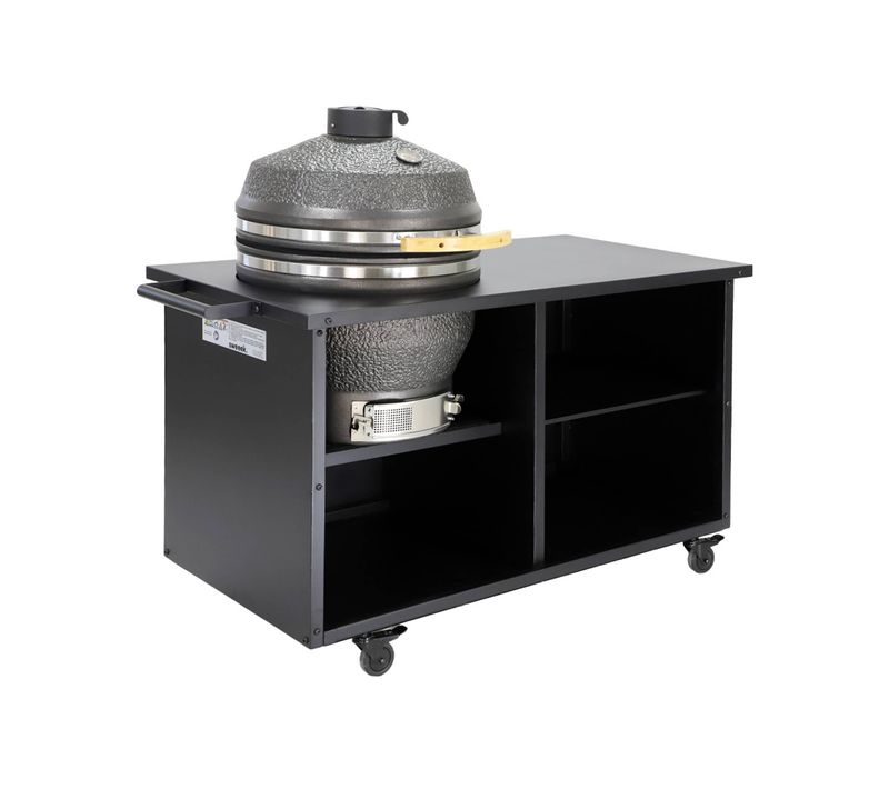 Barbecue Kamado Charbon De Bois. Fumoir. Acier Et Céramique D.54.5cm Avec Desserte - Yaku