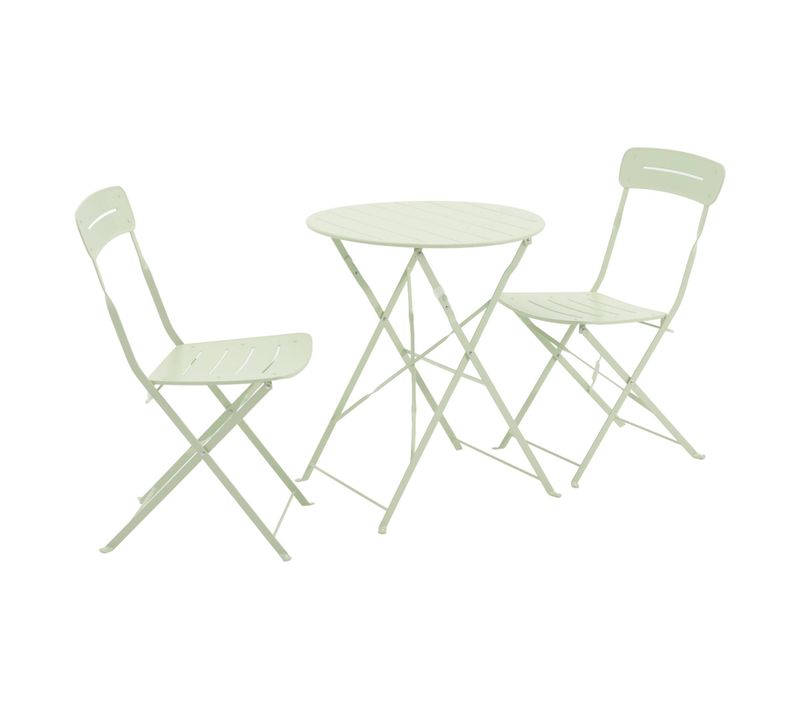 Table De Jardin Bistrot Pliante Ronde Acier + 2 Assises Vert - Balconea