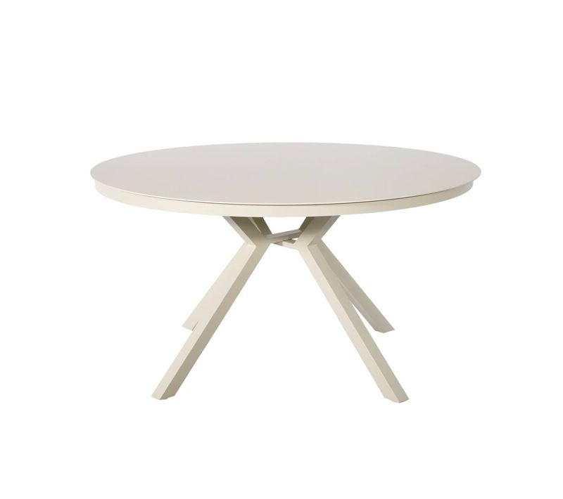 Table De Jardin Ronde Aluminium Et Verre 6 Places Beige - Orbis