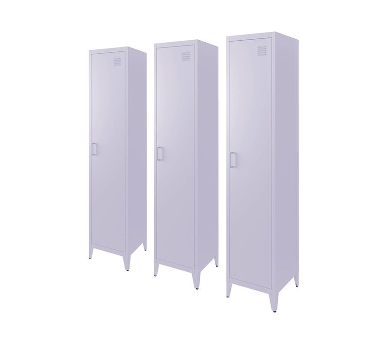 Armoire Chambre Enfant En Acier Lilas. 4 Espaces De Rangement. Casier. L 38 X P 38 X H 180 Cm