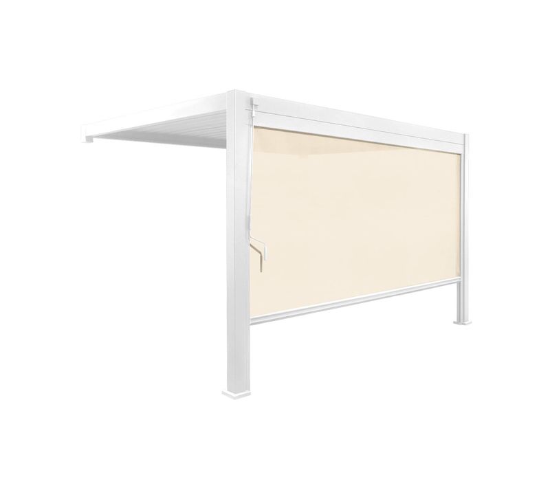 Pergola Bioclimatique Aluminium Adossée 4x3m + 1 Store 4m Blanc Triomphe